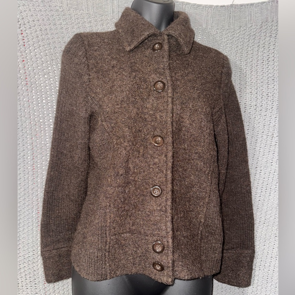 CAMBRIDGE DRY GOODS BROWN SWEATER/JACKET/CARDIGAN BUTTONUP 100% WOOL LONG SLV XL